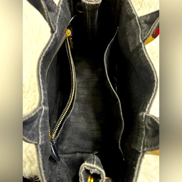 PRADA Black Denim Logo-Print Small Tote Bag - Picture 7 of 16